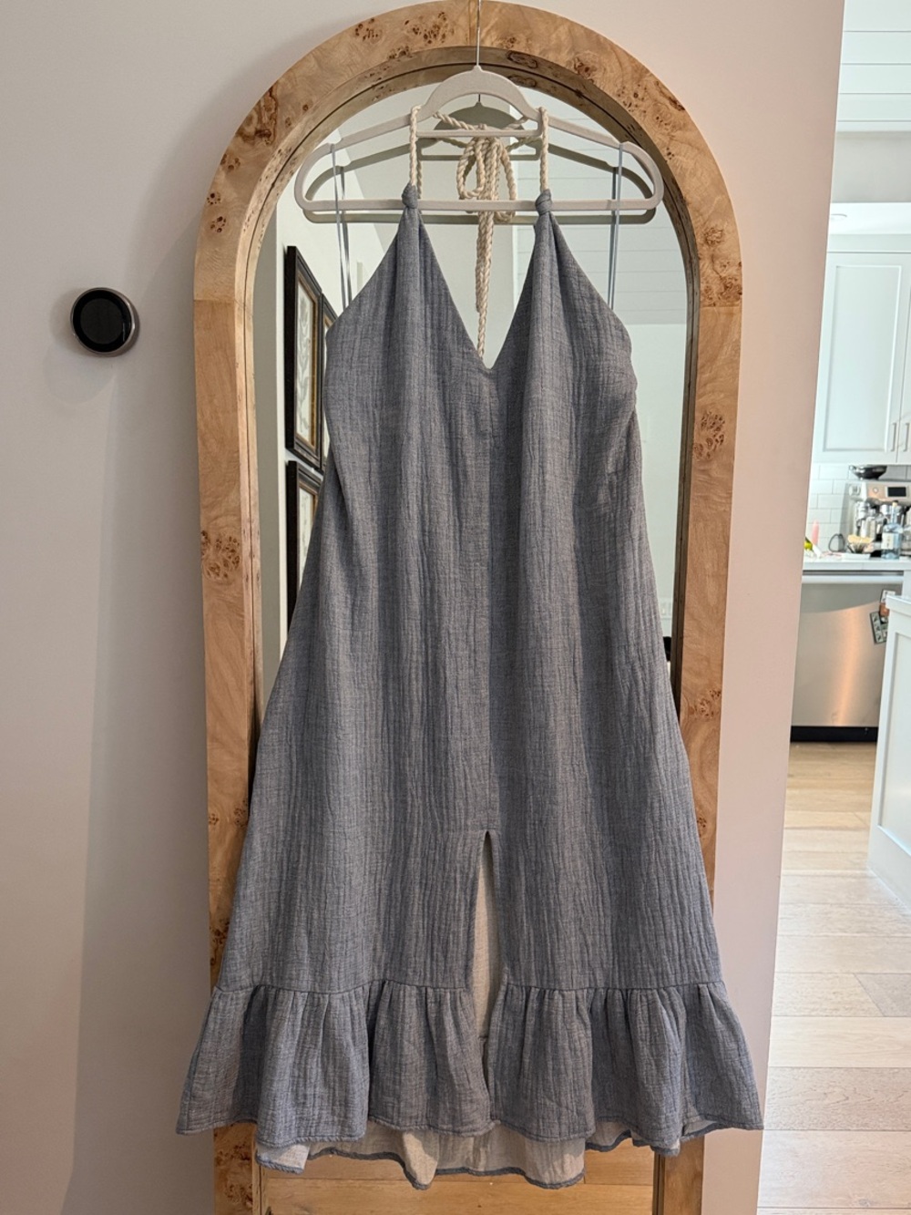Lovestitch Lightweight Blue Ruffle-Hem Sun Dress with adjustable Rope straps
